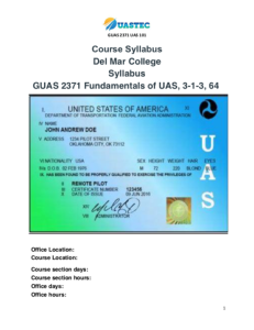 Screenshot for GUAS 2731 UAS 101 - Fundamentals of UAS