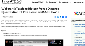 Screenshot for Webinar 6: Teaching Biotech from a Distance - Quantitative RT-PCR assays and SARS-CoV-2