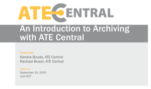 Screenshot for An Introduction to Archiving with ATE Central
