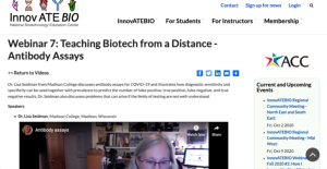 Screenshot for Webinar 7: Teaching Biotech from a Distance - Antibody Assays