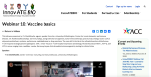 Screenshot for Webinar 10: Vaccine Basics