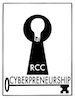 Cyberpreneurship Logo - Keyhole with light bulb inside and key to unlock ideas