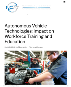 Screenshot for Autonomous Vehicle Technologies - Impact on Workforce Training and Education