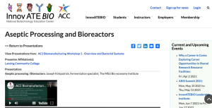 Screenshot for Aseptic Processing and Bioreactors