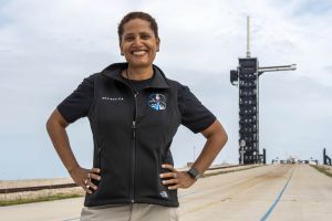 Sian Proctor visits Launch Complex 39A at NASA’s Kennedy Space Center in advance of the Inspiration4 launch.