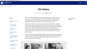 Screenshot for Food and Drug Administration (FDA) History