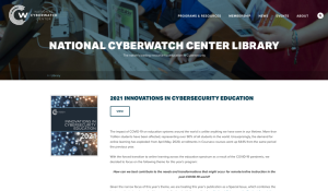 Screenshot for 2021 Innovations in Cybersecurity Education Publication