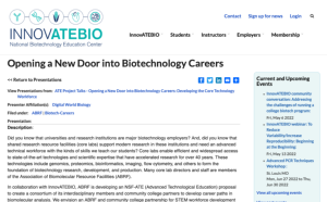 Screenshot for Opening a New Door into Biotechnology Careers