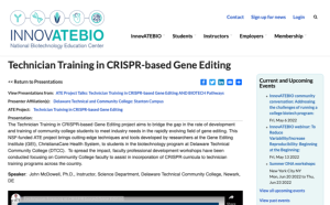 Screenshot for Technician Training in CRISPR-based Gene Editing