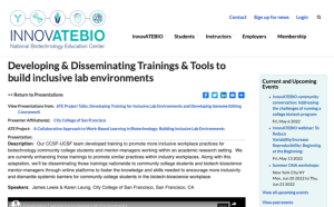 Screenshot for Developing & Disseminating Trainings & Tools to Build Inclusive Lab Environments