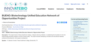 Screenshot for BUENO: Biotechnology Unified Education Network of Opportunities Project