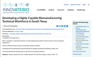 Screenshot for Developing a Highly Capable Biomanufacturing Technical Workforce in South Texas