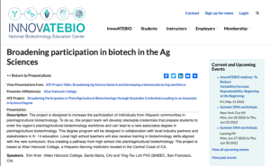 Screenshot for Broadening Participation in Biotech in the Ag Sciences