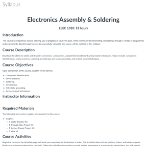 Screenshot for Electronics Assembly and Soldering