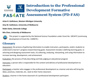 Screenshot for Introduction to the Professional Development Formative Assessment System (PD-FAS)