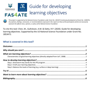 Screenshot for Guide for Developing Learning Objectives