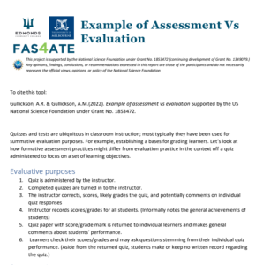 Screenshot for Example of Assessment vs. Evaluation