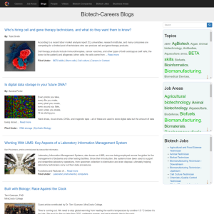 Screenshot for Biotech Careers: Articles
