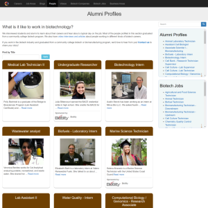 Screenshot for Biotech Careers: Alumni Profiles
