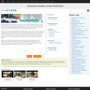 Screenshot for Biotech Careers: Chemistry Quality Control Technician
