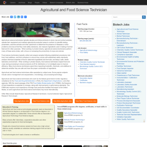 Screenshot for Biotech Careers: Agricultural and Food Science Technician