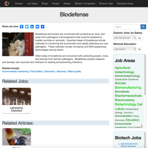Screenshot for Biotech Careers: Biodefense