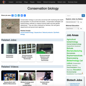 Screenshot for Biotech Careers: Conservation Biology