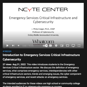 Screenshot for Introduction to Emergency Services Critical Infrastructure Cybersecurity