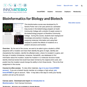 Screenshot for Course in a Box: Bioinformatics for Biology and Biotech