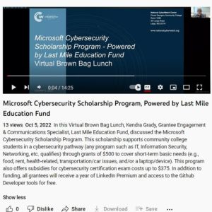 Screenshot for Microsoft Cybersecurity Scholarship Program