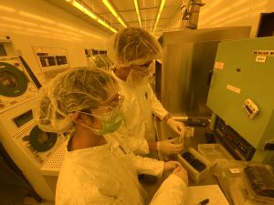 MNT-EC interns conduct research in a cleanroom at the University of New Mexico.
