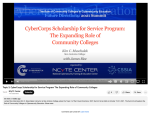Screenshot for Topic 2: CyberCorps Scholarship for Service Program The Expanding Role of Community Colleges