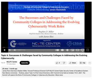 Screenshot for Topic 6: Successes & Challenges faced by Community Colleges in Addressing the Evolving Cybersecurity