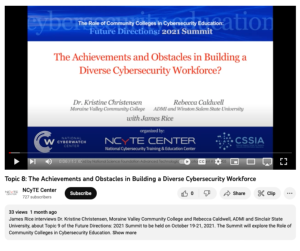 Screenshot for Topic 8: The Achievements and Obstacles in Building a Diverse Cybersecurity Workforce