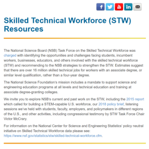 Screenshot for Skilled Technical Workforce (STW) Resources