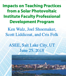 Screenshot for Impacts on Teaching Practices from a Solar Photovoltaic Institute Faculty Professional Development Program Presentation