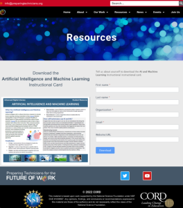 Screenshot for Artificial Intelligence and Machine Learning Activity Card