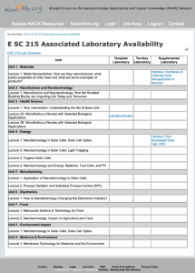 Screenshot for E SC 215 Associated Laboratory Availability