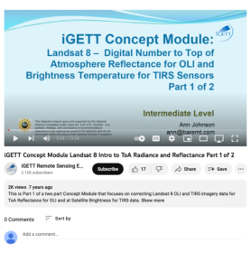 Screenshot for Landsat 8 Intro to ToA Radiance and Reflectance, Part 1 of 2