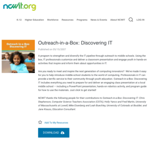 Screenshot for Outreach-in-a-Box: Discovering IT