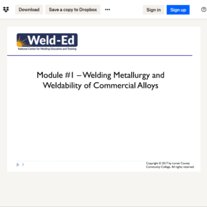 Screenshot for Module: Welding Metallurgy and Weldability of Commercial Alloys (1 of 2)