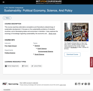 Screenshot for Sustainable Development: Theory and Policy