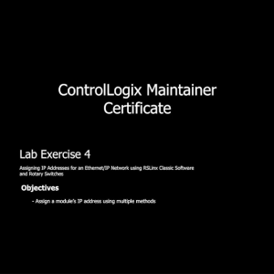 Screenshot for Rockwell Automation PLC Maintainer I Certification Prep Videos: Lab Exercise 4 (3 of 11)