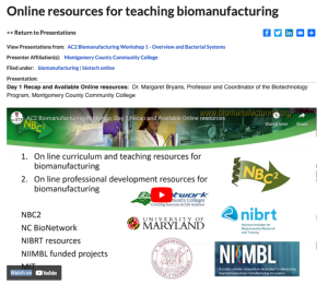 Screenshot for Online Resources For Teaching Biomanufacturing