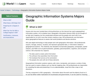 Screenshot for Guide to College Majors in Geographic Information Systems