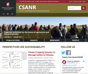 Screenshot for Center for Sustaining Agriculture and Natural Resources (CSANR)
