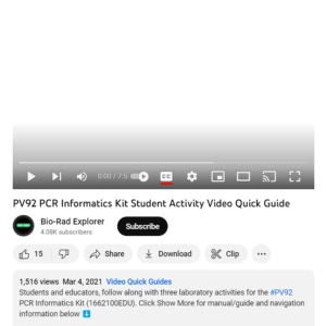 Screenshot for PV92 PCR Informatics Kit Student Activity Video Quick Guide