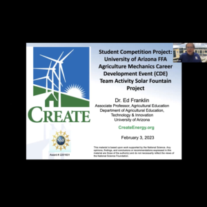 Screenshot for University of Arizona FFA Agriculture Mechanics Career Development Event (CDE) Team Activity Solar Fountain Project