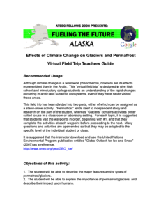 Screenshot for Effects of Climate Change on Glaciers and Permafrost Virtual Field Trip Activity