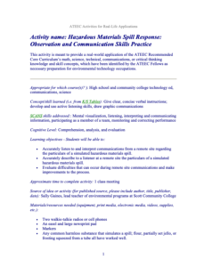 Screenshot for Hazardous Materials Spill Response: Observation and Communication Skills Practice Activity